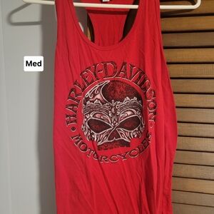 Harley-Davidson Crimson Tank Top with Skull Design